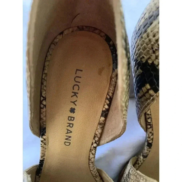 Lucky Brand Womens Junai Heels Leia Snake Print Natural MultiColor Size 7.5 US - Picture 7 of 9